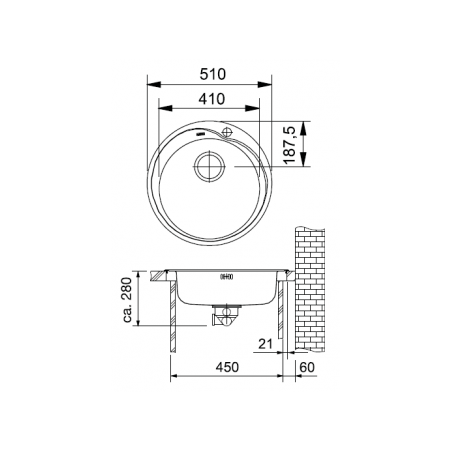 Apvali nerūdijančio plieno plautuvė Franke Ronda, ROL 610-41