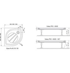 Lietas dušo padėklas Ravak Elipso Pro, 100 baltas