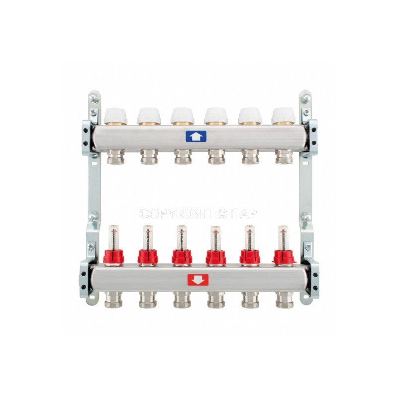 Šildymo sistemos kolektorius ITAP, reguliuojamas, su debitomačiais, 6 žiedų