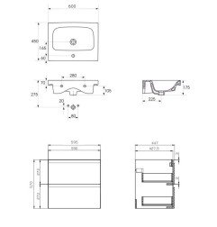 Vonios spintelė Cersanit, MODUO 60 su praustuvu, balta 3