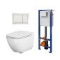 WC rėmo komplektas Cersanit, su WC Caspia, lėtai nusileidžiančiu dangčiu ir klavišu