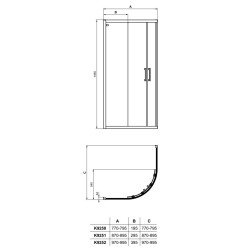 Pusapvalė dušo kabina Ideal Standard Connect 2, 90x90, aliuminio
