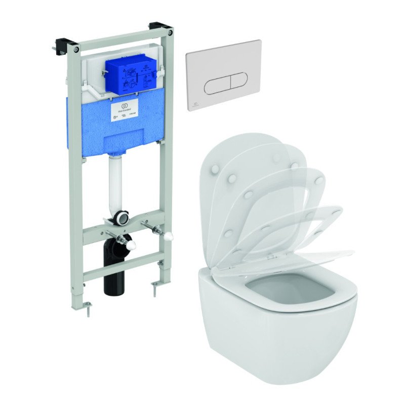 WC rėmo komplektas Ideal Standard ProSys, su WC Tesi Aquablade ir soft-close dangčiu WC rėmo komplektas Ideal Standard ProSys, su WC Tesi Aquablade ir soft-close dangčiu
