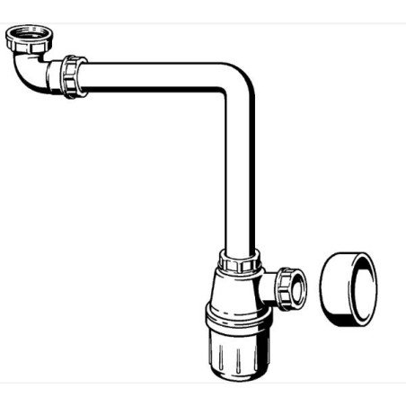 Praustuvo sifonas VIEGA, taupantis vietą, d32
