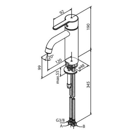 Maišytuvas praustuvui DAMIXA SILHOUET, juoda matinė