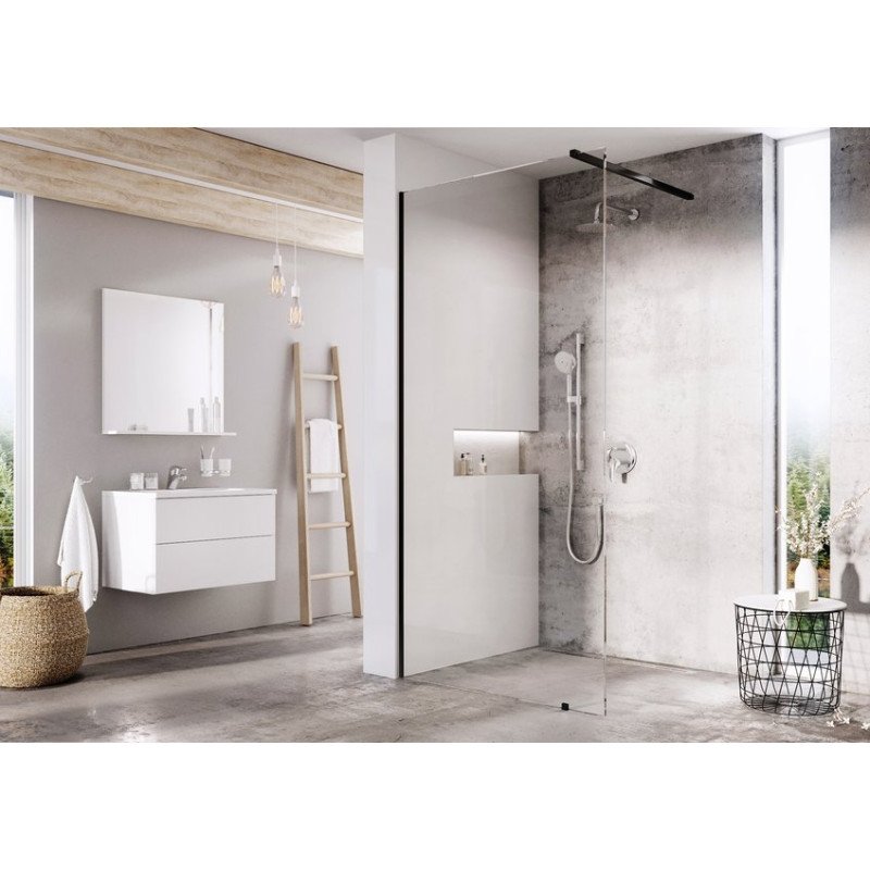 Dušo kabina Ravak Walk-in Wall, Juoda+Transparent, 100x200 cm