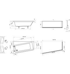 Asimetrinė vonia Ravak 10°, 160x95, dešininė 10