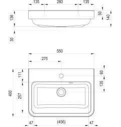 Lietas praustuvas Ravak BeHappy II, tiesus 55 cm su persipylimu 4