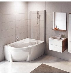 Vonios sienelė Ravak Rosa, CVSK1 160/170, L blizgi+stiklas Transparent