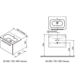 Praustuvo spintelė Ravak SD Chrome, 80 cm balta/balta 3