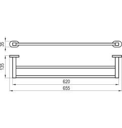 Rankšluosčių laikiklis Ravak Chrome, CR 320.00 66 cm dvigubas 3
