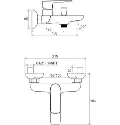 Sieninis maišytuvas Ravak Classic, voniai/dušui CL 022.00/150 4