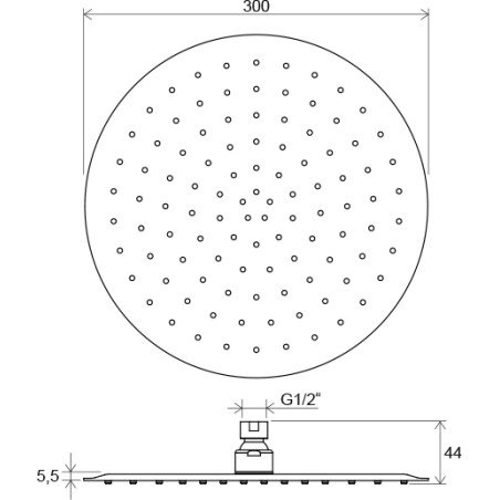Stacionari dušo galva Ravak Chrome, apvali 300 mm