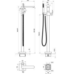 Grindinis vonios maišytuvas Ravak Chrome, CR 080.00, chromas 3