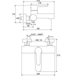 Sieninis vonios maišytuvas Ravak Puri, PU 022.00/150 chromas 9