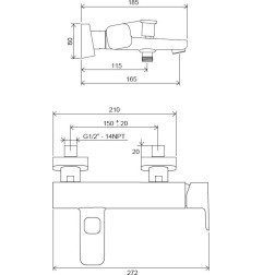 Sieninis vonios maišytuvas Ravak 10° Free, TD F 022.00/150 chromas 5