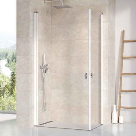Stačiakampės dušo kabinos sienelė Ravak Chrome, CRV1-90, balta+stiklas Transparent 1