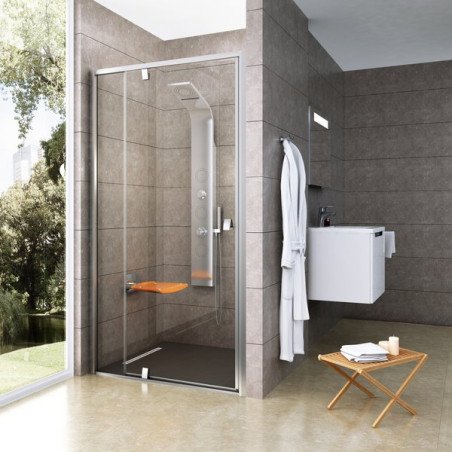 Varstomos dušo durys Ravak Pivot, PDOP2-100, satinas+stiklas Transparent 1