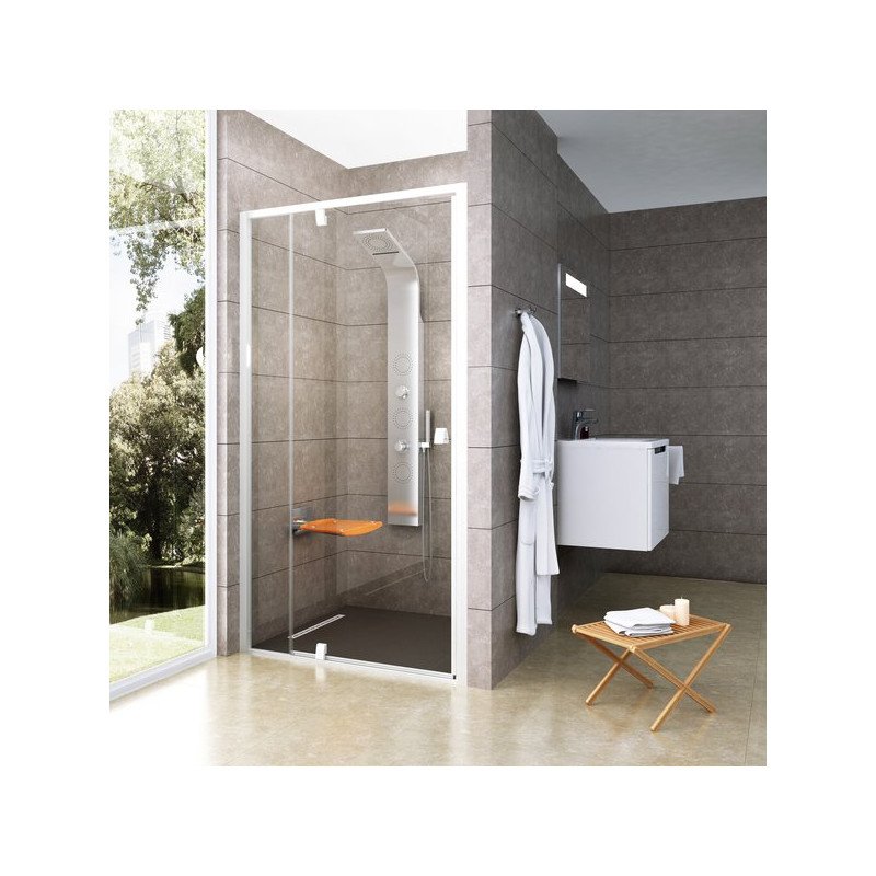 Varstomos dušo durys Ravak Pivot, PDOP2-120, balta/balta+stiklas Transparent