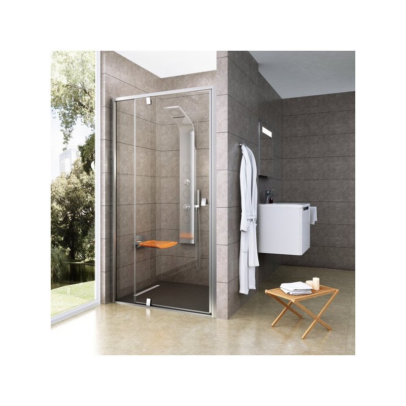 Varstomos dušo durys Ravak Pivot, PDOP2-120, satinas+stiklas Transparent