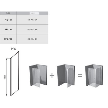 Stacionari sienelė Ravak Pivot, PPS-80, balta+stiklas Transparent
