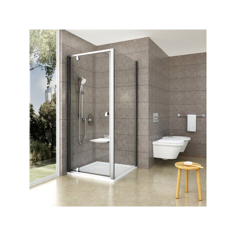 Stacionari sienelė Ravak Pivot, PPS-80, satinas+stiklas Transparent
