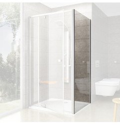 Stacionari sienelė Ravak Pivot, PPS-80, satinas+stiklas Transparent