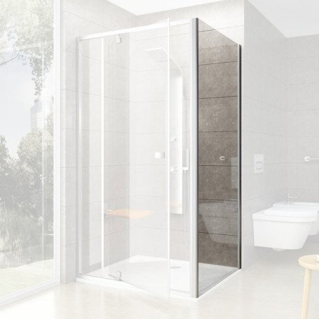 Stacionari sienelė Ravak Pivot, PPS-90, satinas+stiklas Transparent