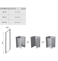 Stacionari sienelė Ravak Pivot, PPS-100, blizgi+stiklas Transparent
