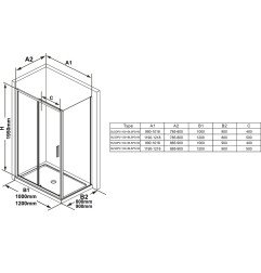 Stacionari sienelė Ravak Blix Slim, BLSPS-90 blizgus+transparent