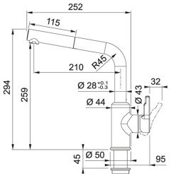Plautuvės maišytuvas Franke Urban, su ištraukiamu dušeliu, Onyx