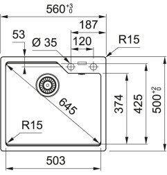 Granitinė plautuvė Franke Urban, UBG 610-56, Glacier 5