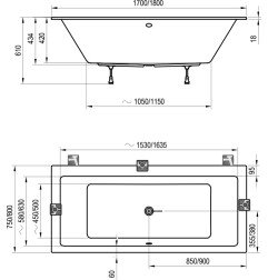Akrilinė vonia Ravak Formy 01 Slim, 170 x 75 sniego baltumo 5