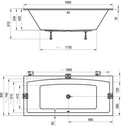 Akrilinė vonia Ravak Formy 02 Slim, 180 x 80 sniego baltumo 4