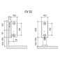 Radiatorius PURMO CV 22 200-, 1100, pajungimas apačioje (be laikiklių)