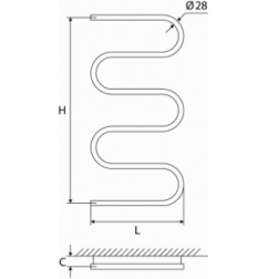 Vandeninis rankšluosčių džiovintuvas-gyvatukas Elonika, nerūdijančio plieno, EN 1060 S