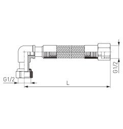 Plieninė dengta žarnelė dujoms su PVC Ferro, kampu, 2 m
