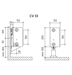 Radiatorius PURMO CV 33 200-, 1400, pajungimas apačioje (be laikiklių)