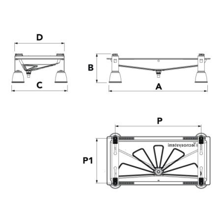 Laikiklis kondicionieriaus išoriniam blokui Tecnosystemi, pastatomas, Infinity Genius 1000R 150 kg 400-800x150-370