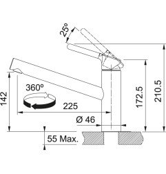 Plautuvės maišytuvas Franke Orbit, be ištraukiamo dušelio, chrome