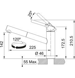 Plautuvės maišytuvas Franke Orbit, su ištraukiamu dušeliu, chrome