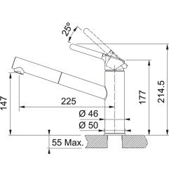 Plautuvės maišytuvas Franke Orbit, su ištraukiamu dušeliu, chrome/onyx