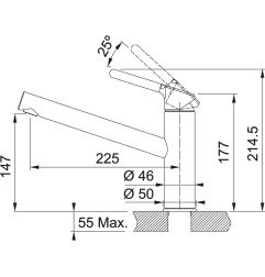 Plautuvės maišytuvas Franke Orbit, be ištraukiamo dušelio, chrome/glacier