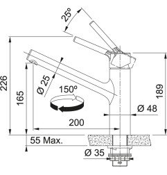 Plautuvės maišytuvas Franke Taros Neo, be ištraukiamo dušelio, nerūdijantis plienas