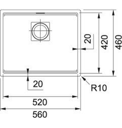 Po stalviršiu montuojama granitinė plautuvė Franke Kubus 2, KNG 110-52, Juoda matinė