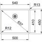 Nerūdijančio plieno plautuvė Franke Box, BXX 210/110-50, ekscentrinis ventilis