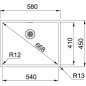 Nerūdijančio plieno plautuvė Franke Box, BXX 210/110-54, ekscentrinis ventilis