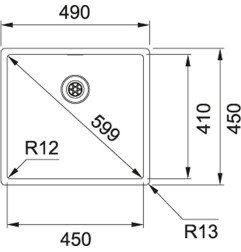 Nerūdijančio plieno plautuvė Franke Box, BXX 210/110-45, ekscentrinis ventilis