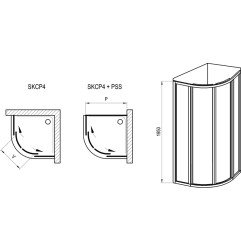 Pusapvalė dušo kabina Ravak Supernova, SKCP4-90 195, satinas+stiklas Grape 4