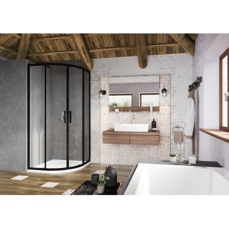Pusapvalė dušo kabina Ravak Blix Slim, BLSCP4-80 juoda+stiklas Transparent